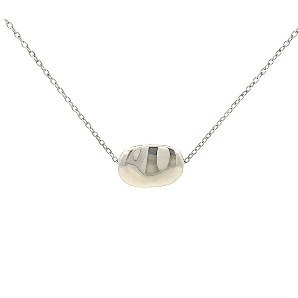Tiffany & Co Elsa Peretti Sterling Silver 15” Bean Necklace Pendant!